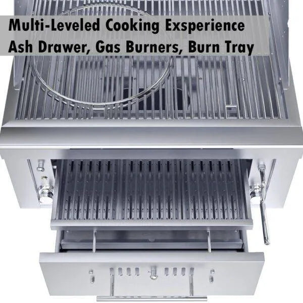 Sunstone Series 30" Gas Burner Hybrid Single Zone Charcoal & Wood Burning with Infra-Red Burner Grill (SUNCHSZ30)