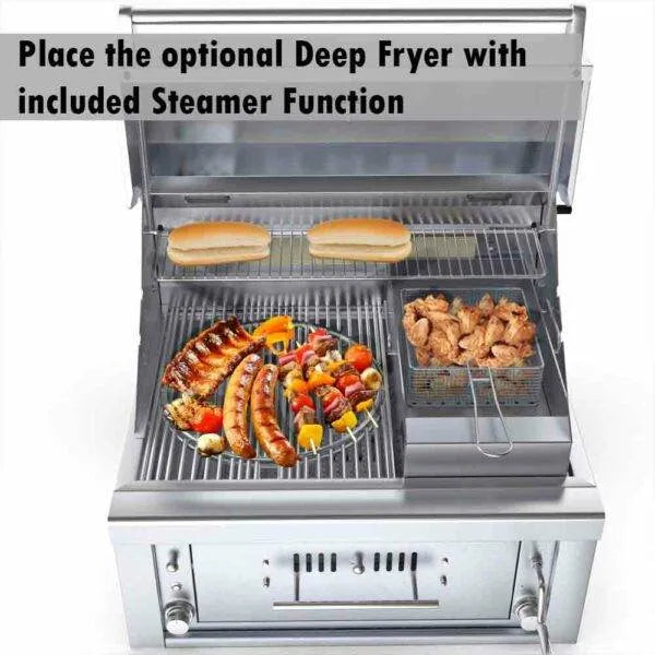 Sunstone Series 30" Gas Burner Hybrid Single Zone Charcoal & Wood Burning with Infra-Red Burner Grill (SUNCHSZ30)