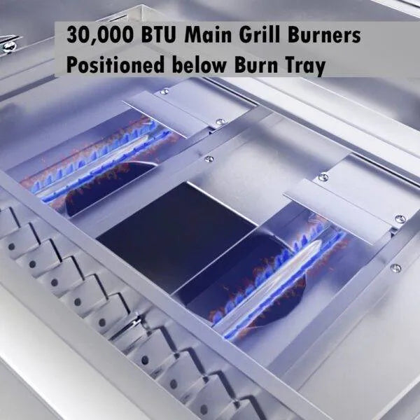 Sunstone Series 30" Gas Burner Hybrid Single Zone Charcoal & Wood Burning with Infra-Red Burner Grill (SUNCHSZ30)