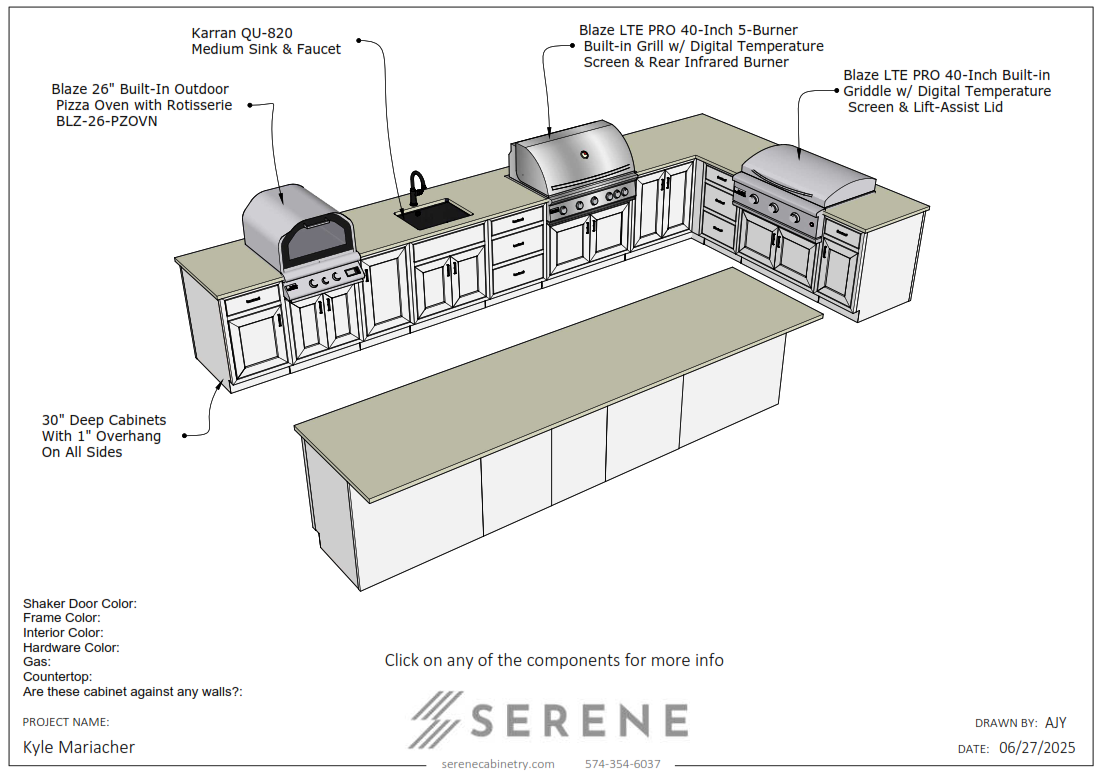Custom Kitchen for Kyle Mariacher - 50% Down