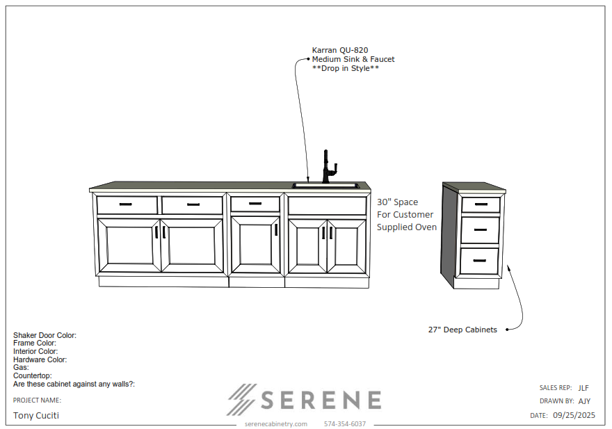 Custom Kitchen for Tony Cuciti - 50% Down