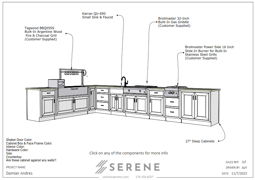 Custom Kitchen for Damian Andres - 50% Down