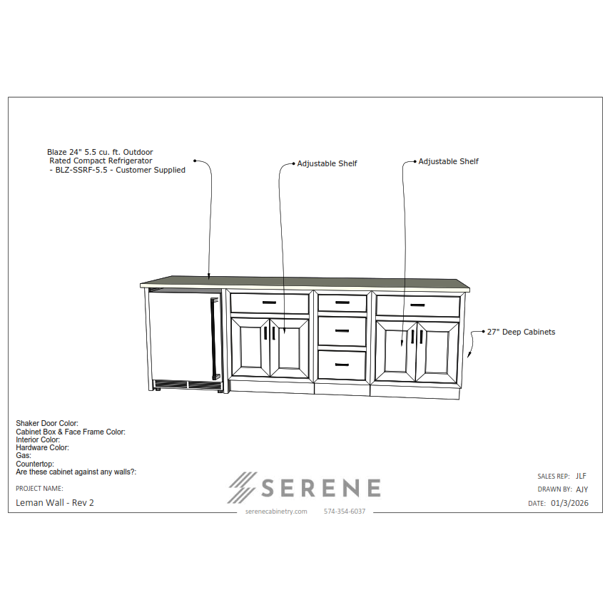 Custom Kitchen for Leman Wall - 50% Down