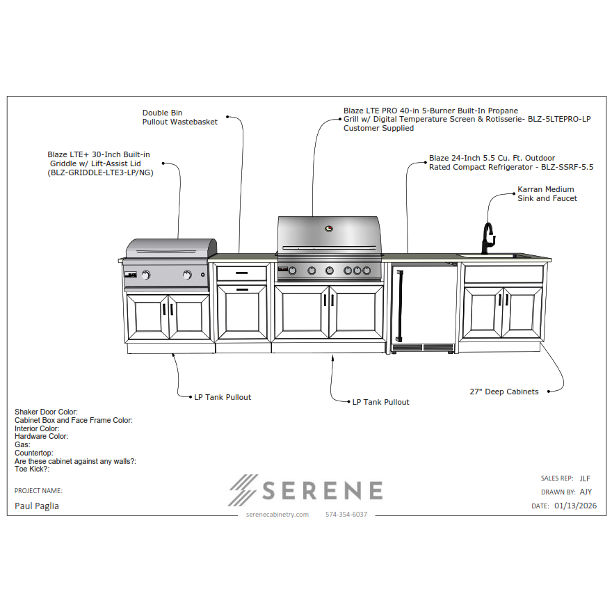 Custom Kitchen for Paul Paglia - 50% Down