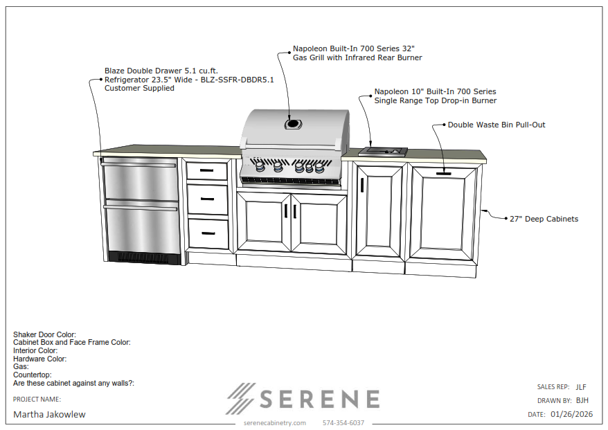 Custom Kitchen for Martha Jakowlew - 50% Down