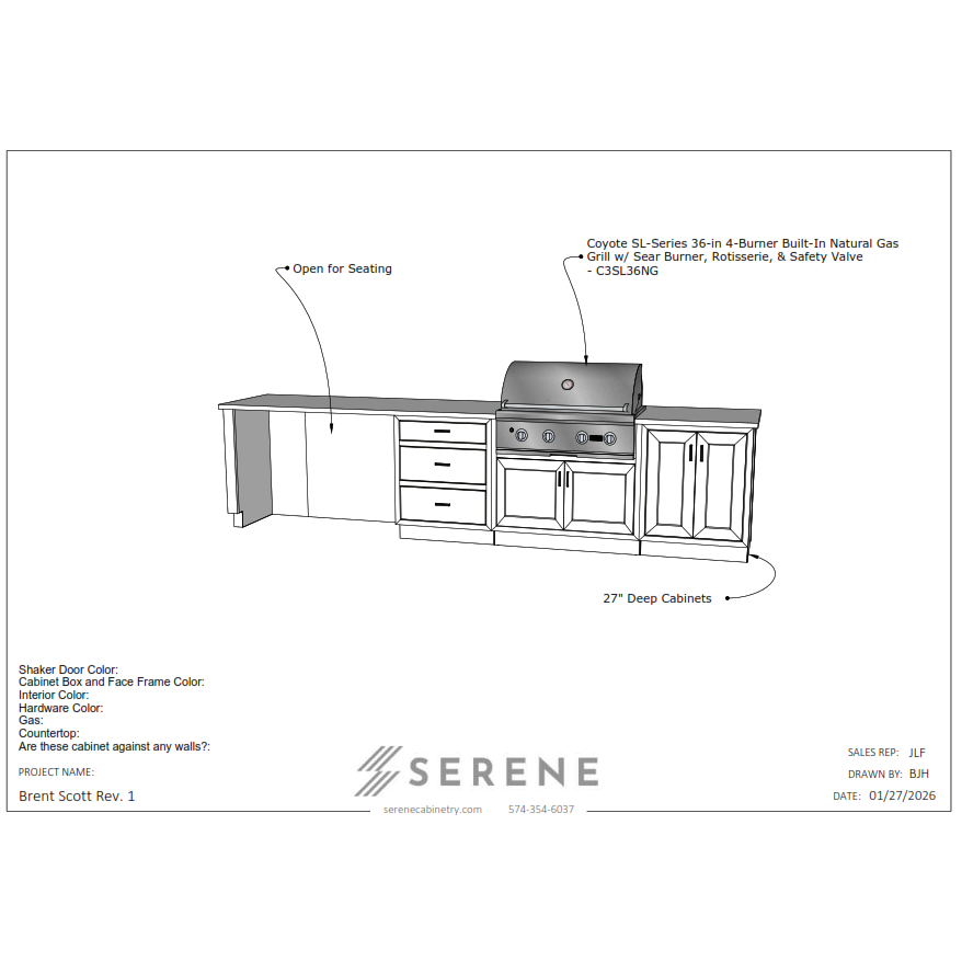 Custom Kitchen for Brent Scott - 50% Down