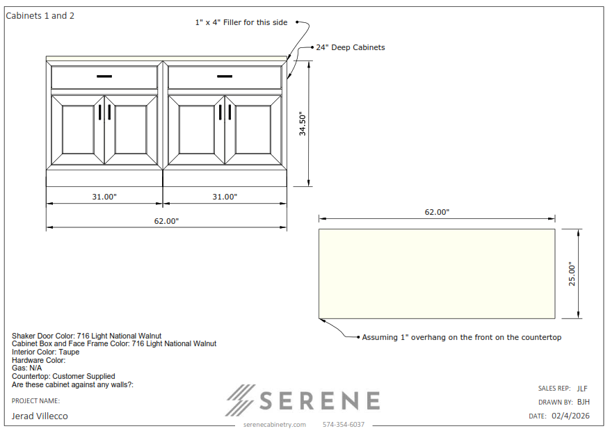 Custom Kitchen for Jerad Villecco - 50% Down