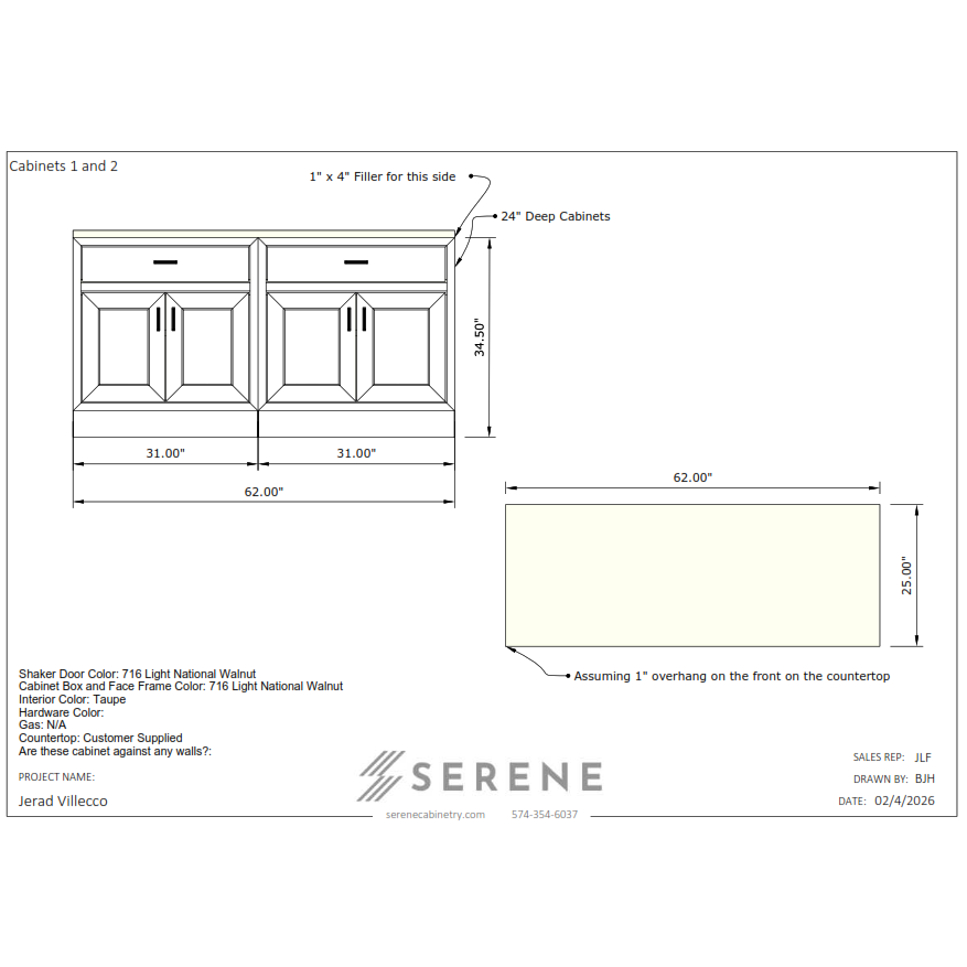Custom Kitchen for Jerad Villecco - 50% Down