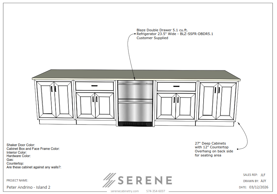 Custom Kitchen for Peter Andrino - 50% Down