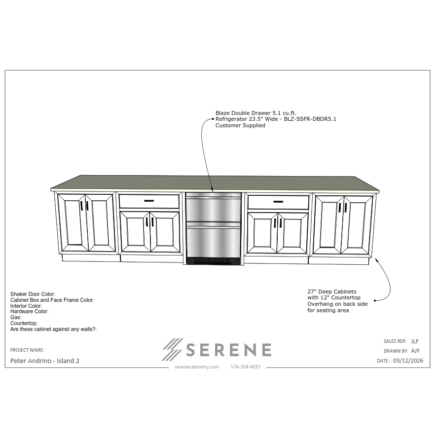 Custom Kitchen for Peter Andrino - 50% Down