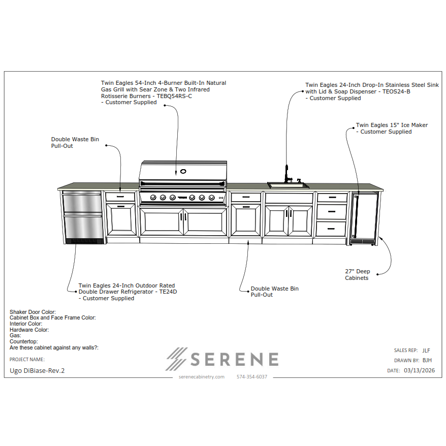 Custom Kitchen for Ugo DiBiase - 50% Down