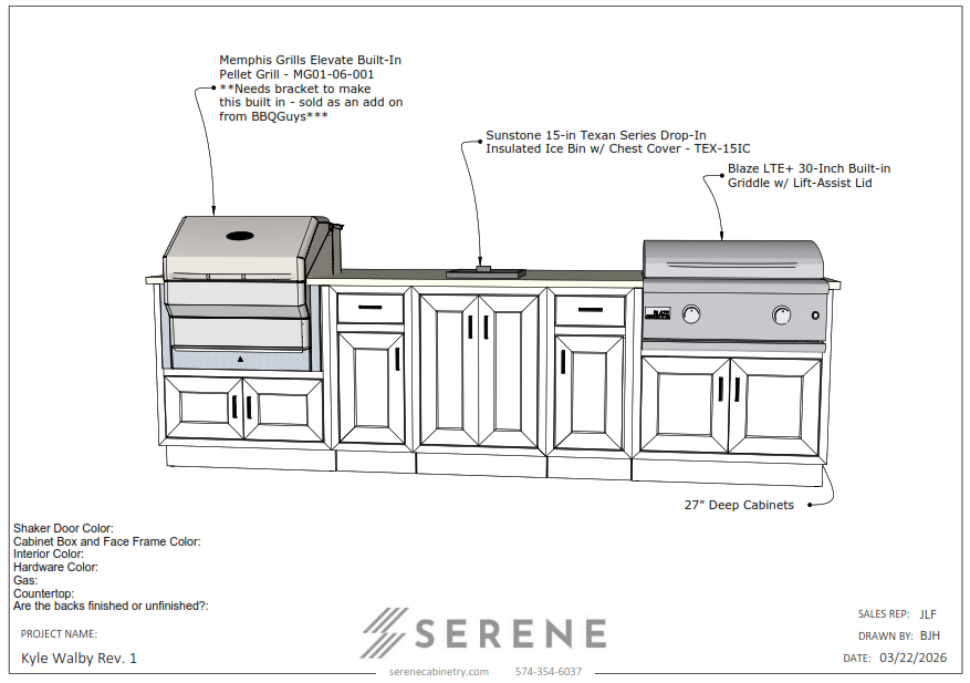 Custom Kitchen for Kyle Walby - 50% Down