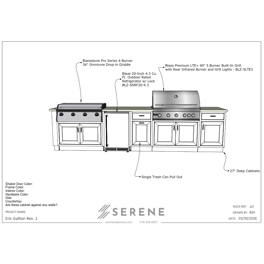 Custom Kitchen for Eric Gallion - 50% Down