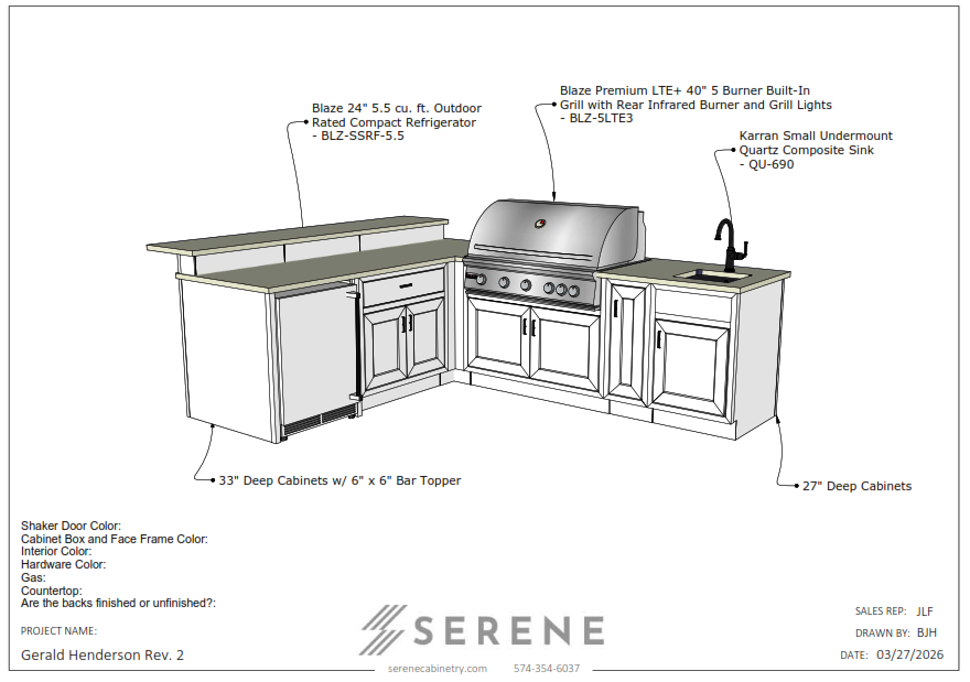 Custom Kitchen for Gerald Henderson - 50% Down