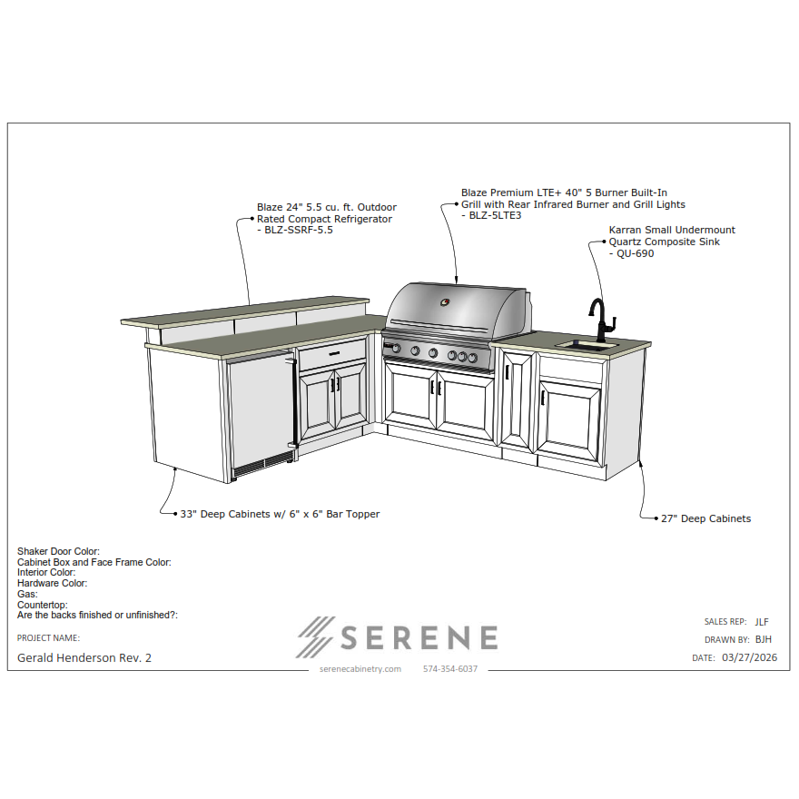 Custom Kitchen for Gerald Henderson - 50% Down
