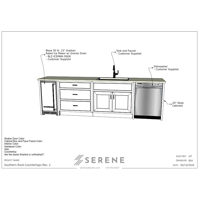 Custom Kitchen for Southern Rock Countertops - 50% Down