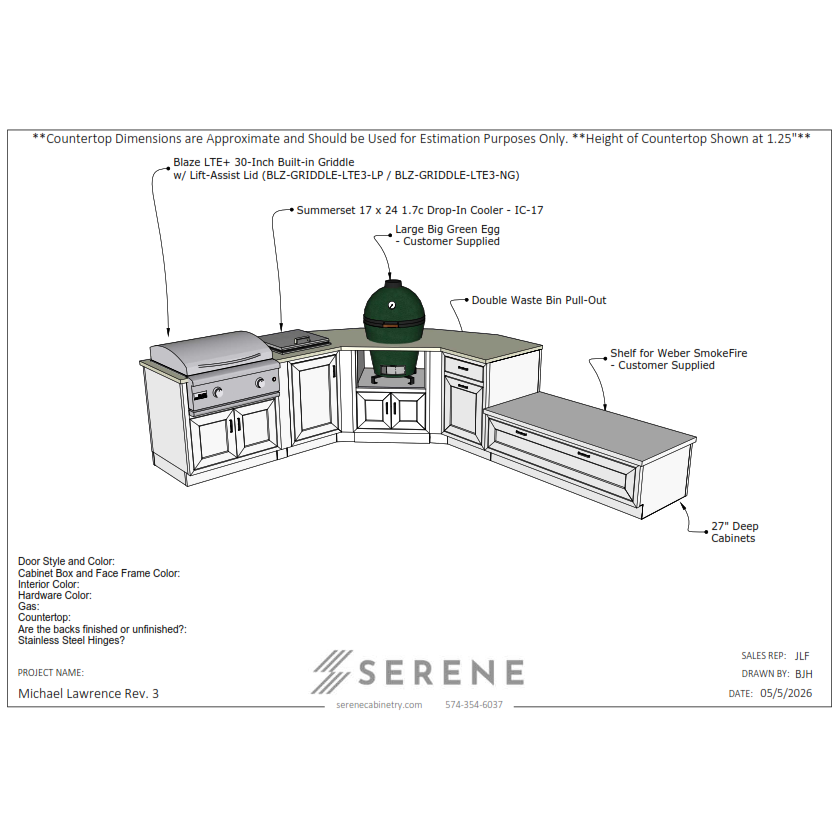 Custom Kitchen for Michael Lawrence - 50% Down
