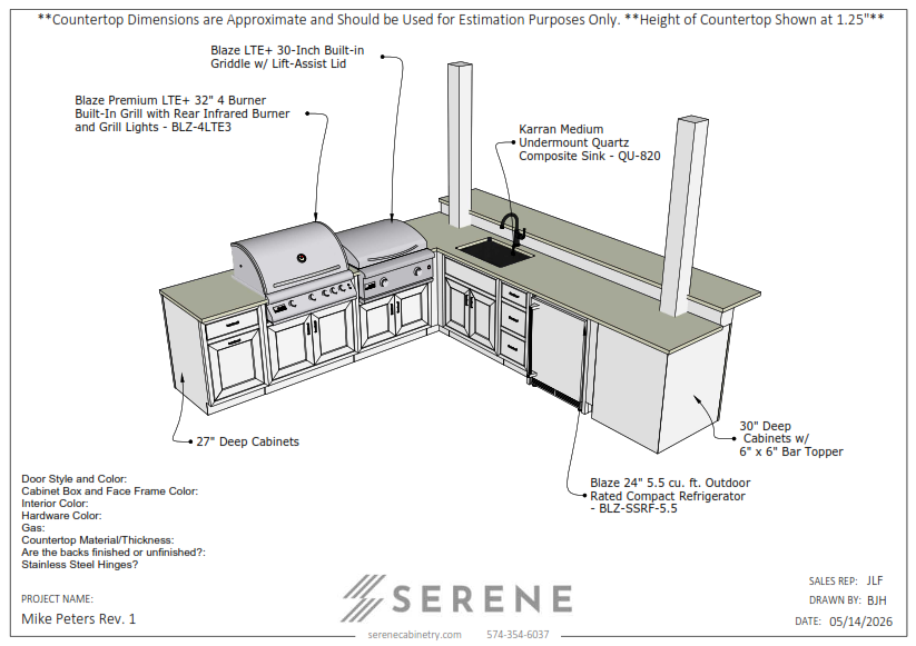 Custom Kitchen for Mike Peters - 50% Down