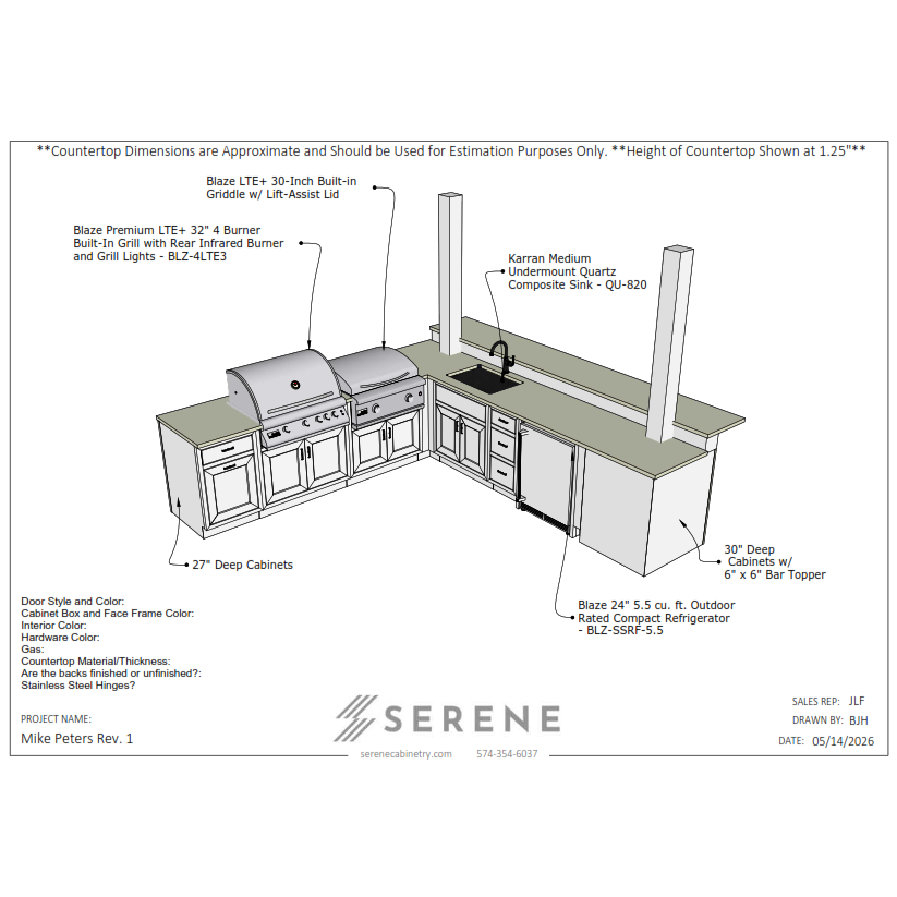 Custom Kitchen for Mike Peters - 50% Down