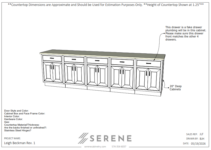 Custom Kitchen for Leigh Beckman - 50% Down
