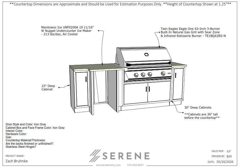 Custom Kitchen for Zach Bruhnke - 50% Down