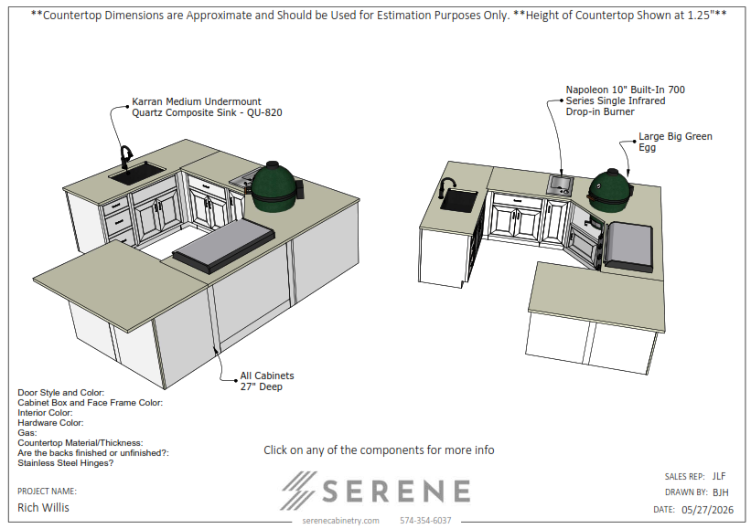 Custom Kitchen for Rich Willis - 50% Down