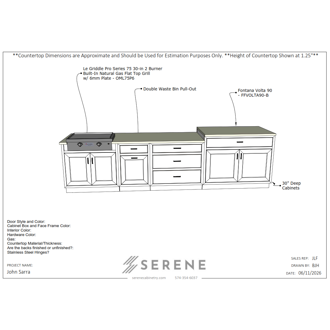 Custom Kitchen for John Sarra - 50% Down