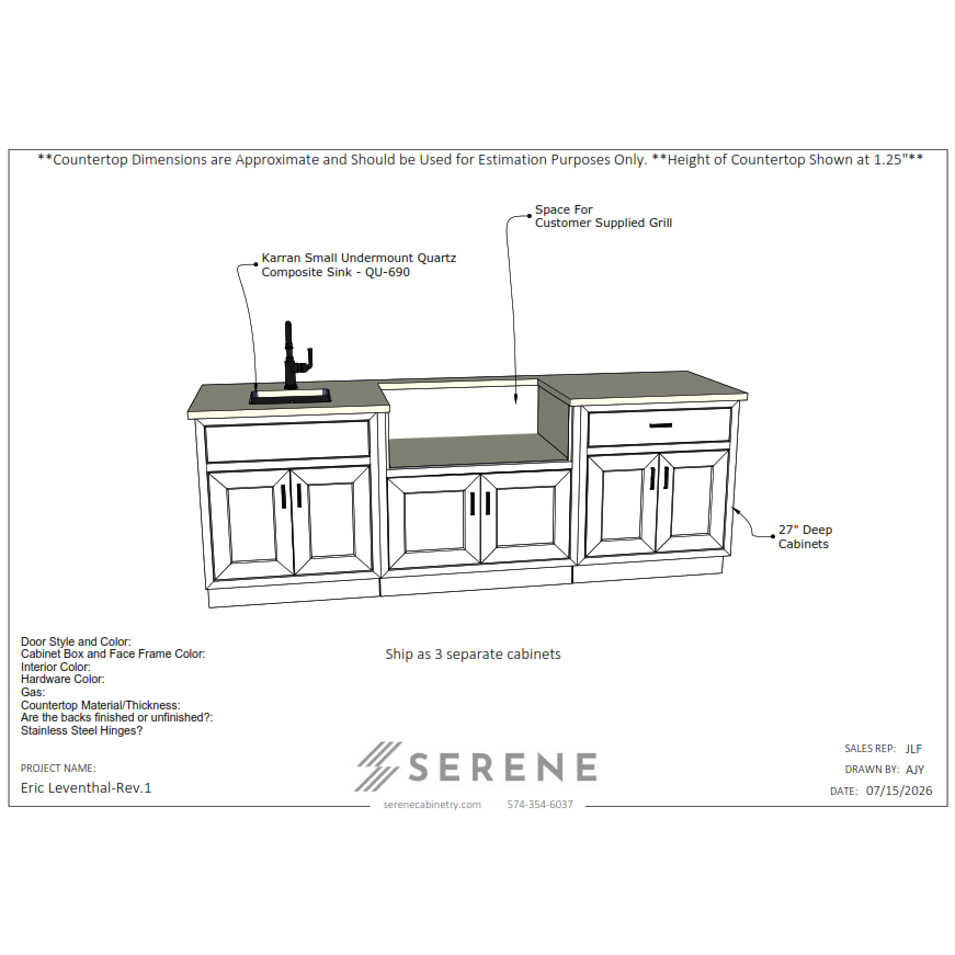 Custom Kitchen for Eric Leventhal - 50% Down