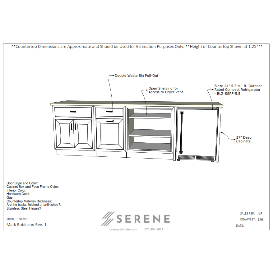 Custom Kitchen for Mark Robinson - 50% Down