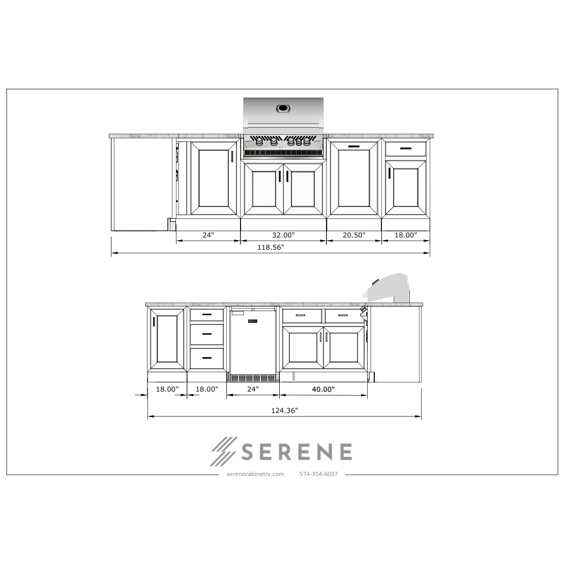 Andrea - L Shape Kitchen 116" x 118"