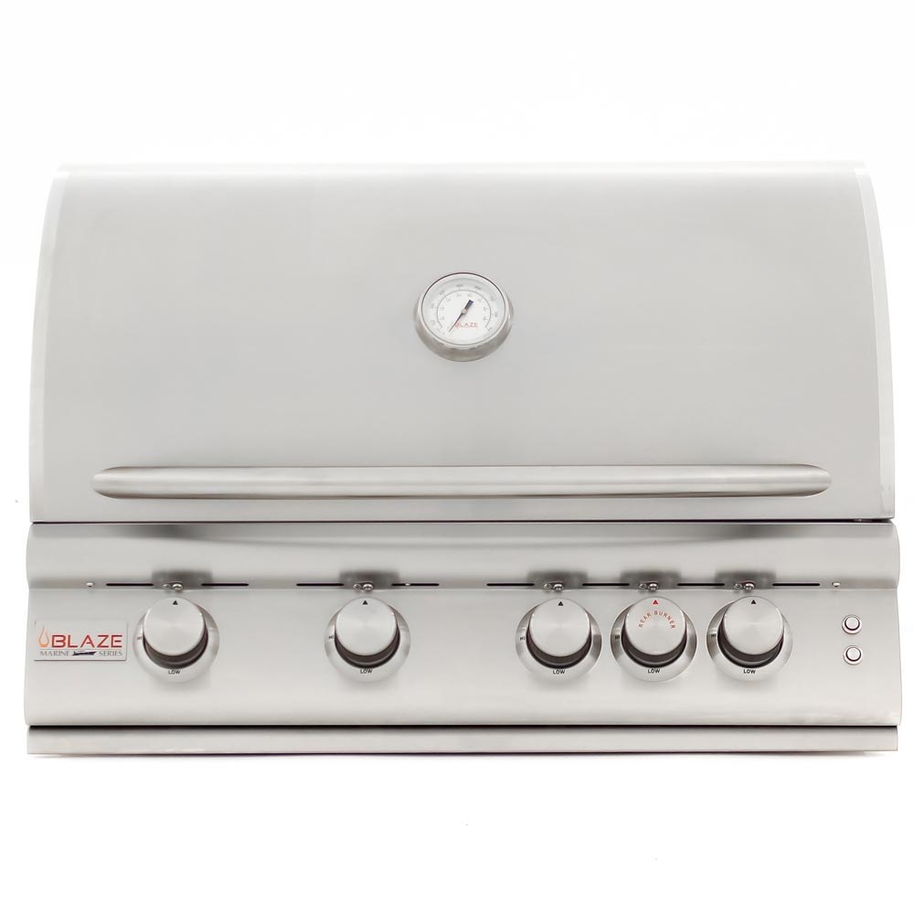 Blaze Premium LTE Marine Grade 32" 4 Burner Built-In Gas Grill with Rear Infrared Burner and Grill Lights - BLZ-4LTE2MG- LP/NG