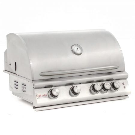 Blaze Premium LTE Marine Grade 32" 4 Burner Built-In Gas Grill with Rear Infrared Burner and Grill Lights - BLZ-4LTE2MG- LP/NG