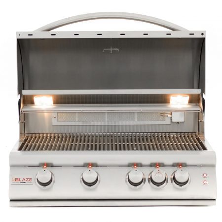 Blaze Premium LTE Marine Grade 32" 4 Burner Built-In Gas Grill with Rear Infrared Burner and Grill Lights - BLZ-4LTE2MG- LP/NG