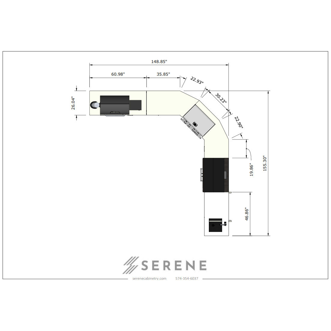 Matt - L Shape Kitchen 116" x 118"