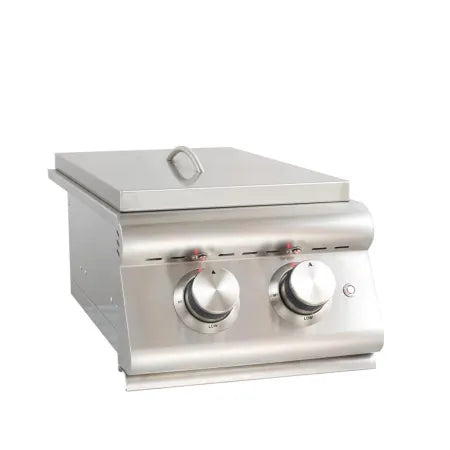 Blaze Premium LTE Built-In Stainless Steel Double Side Burner with Lid - 12.5" Wide - BLZ-SB2LTE (LP/NG)