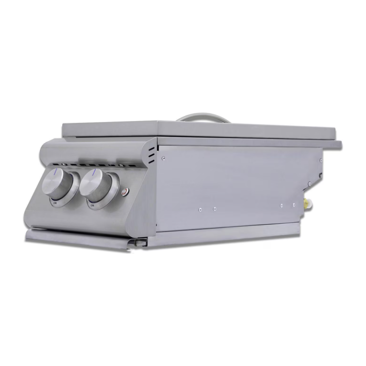 Blaze Premium LTE+ Gas Stainless Steel Double Side Burner with Lid - 12.63" Wide -BLZ-SB2-LTE3 (LP/NG)