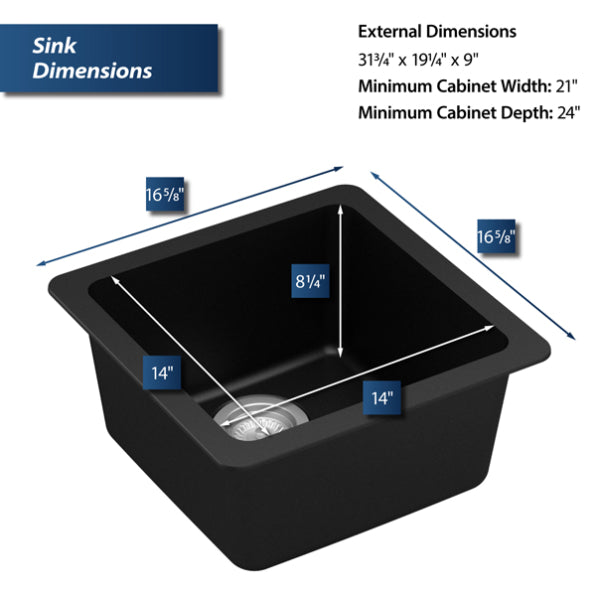 Karran Small Undermount Quartz Composite Sink - QU-690