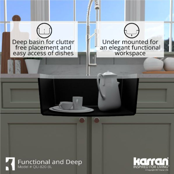 Karran Medium Undermount Quartz Composite Sink - QU-820