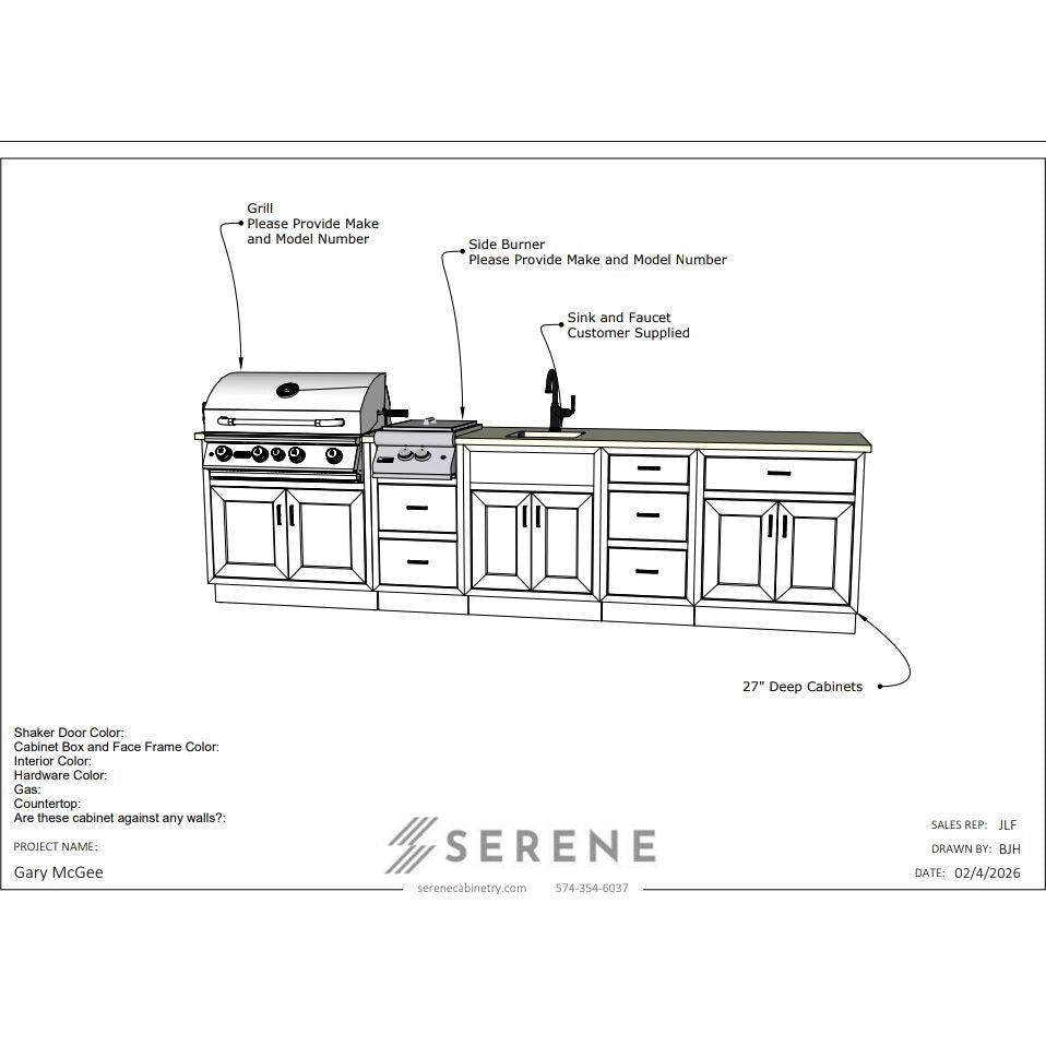 Custom Kitchen for Gary McGee - 50% Down
