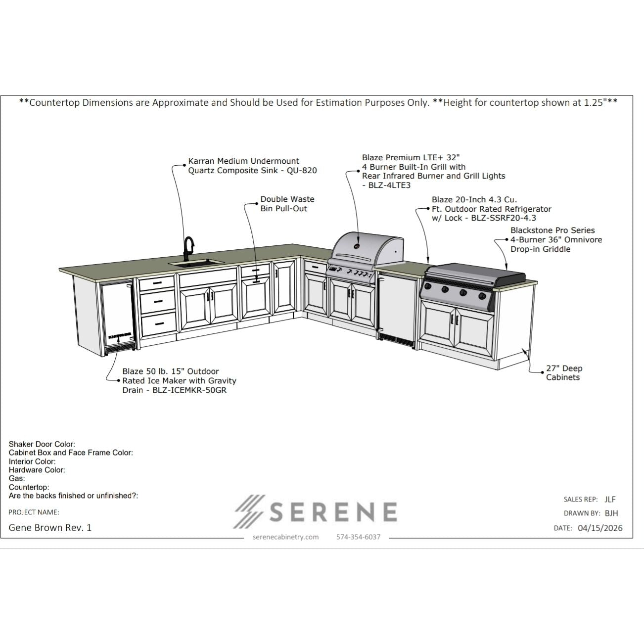 Custom Kitchen for Gene Brown - 50% Down