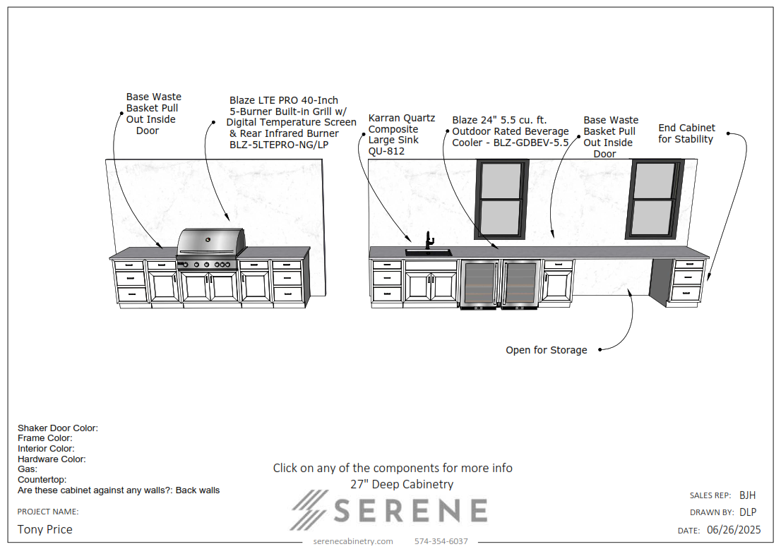 Custom Kitchen Deposit for Tony Price