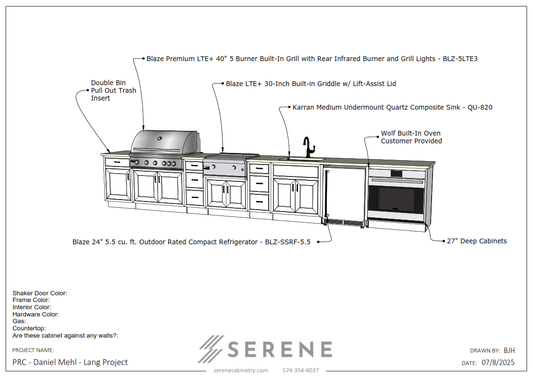 Custom Kitchen for PCR Daniel Mehl (Lang Kitchen) - 50% Down