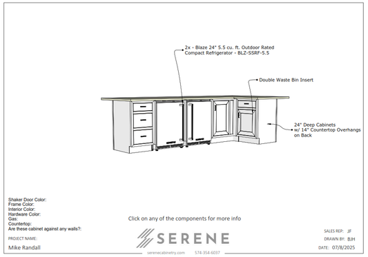 Custom Kitchen for Mike Randall - 50% Down