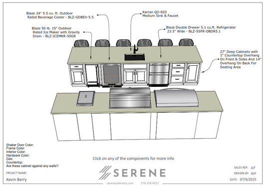 Custom Kitchen for Kevin Berry - 50% Down