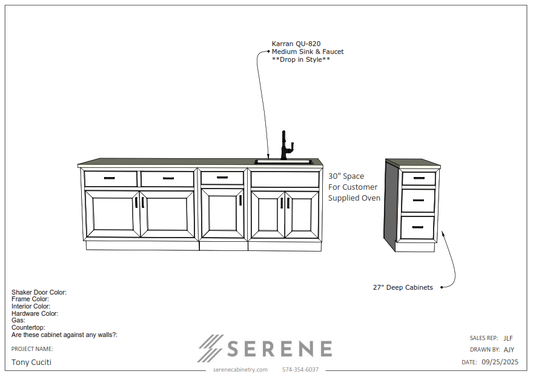 Custom Kitchen for Tony Cuciti - 50% Down