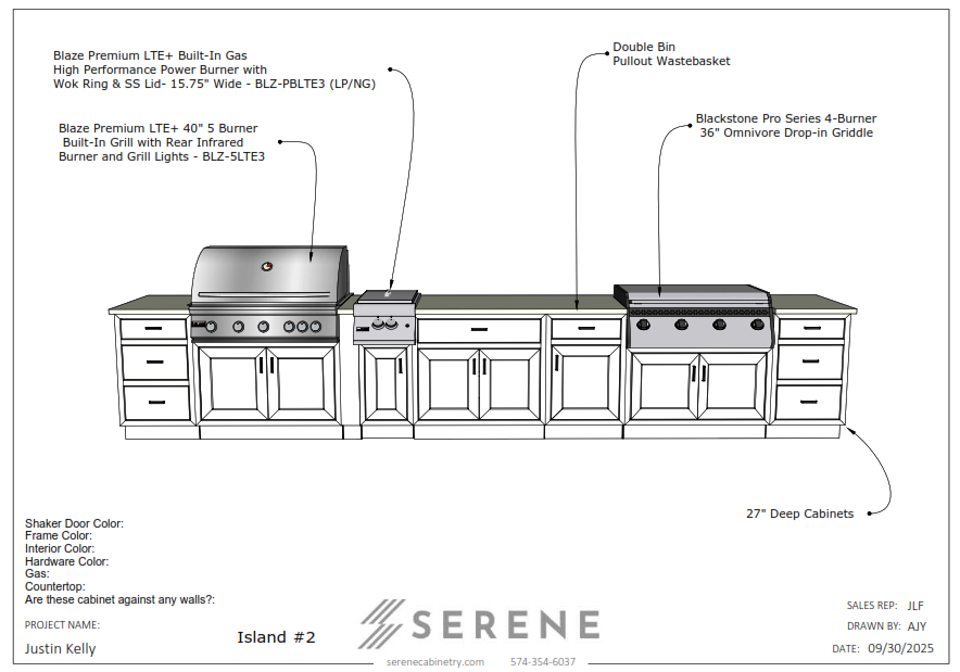 Custom Kitchen for Justin Kelly - 50% Down
