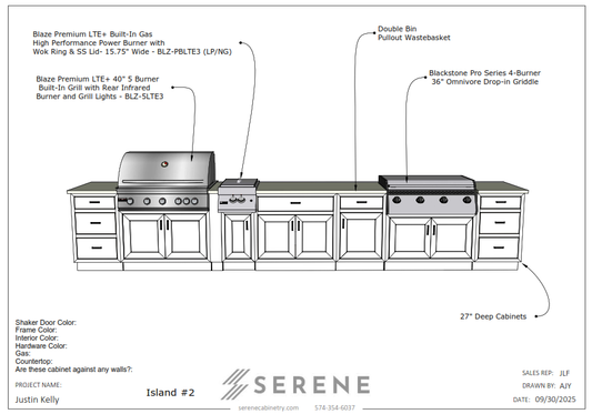 Custom Kitchen for Justin Kelly - 50% Down