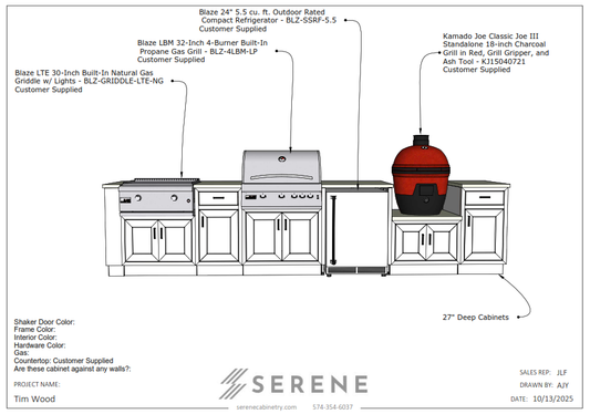Custom Kitchen for Tim Wood - 50% Down