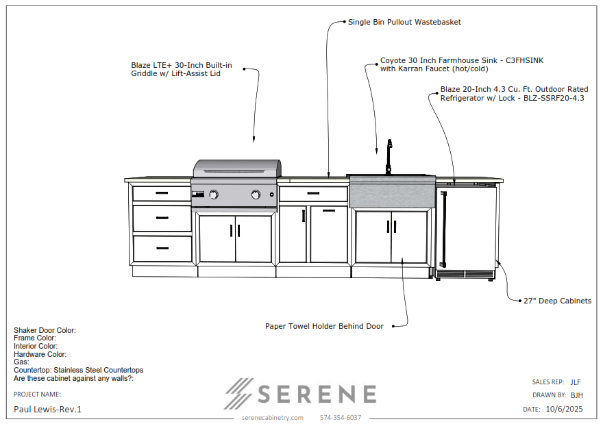 Custom Kitchen for Paul Lewis - 50% Down