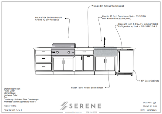 Custom Kitchen for Paul Lewis - 50% Down